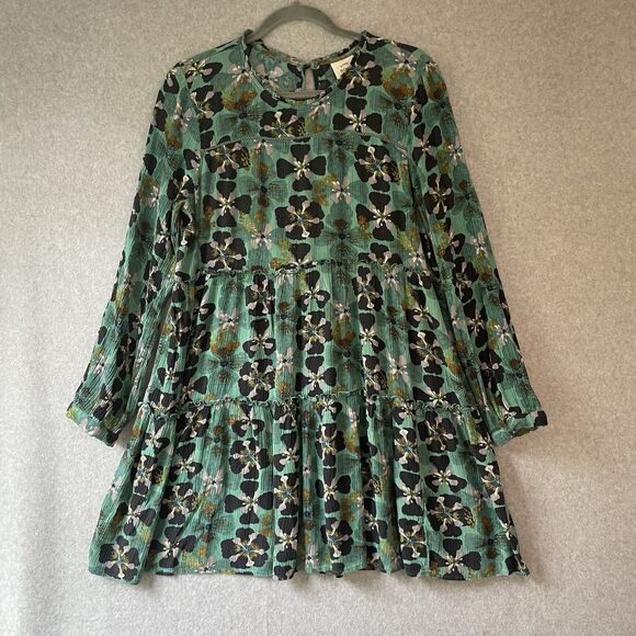 Knox Rose Rayon Cottagecore Whimsigoth Long sleeve Mini Tunic Dress ML 9333 - Picture 1 of 11
